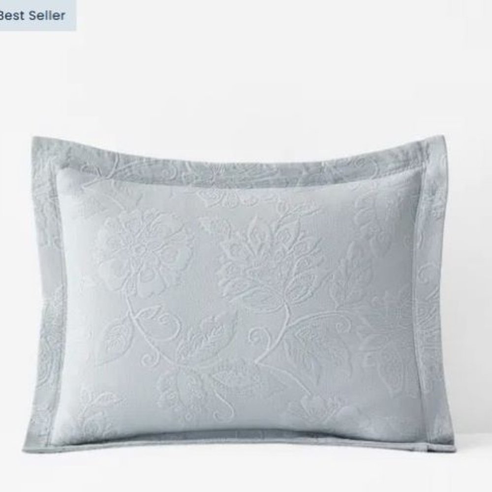 The Company Store Putnam Cotton Matelassé Sham Sterling Gray -Standard